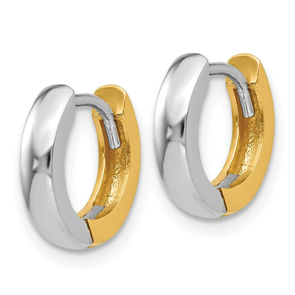 14K Two-tone Gold 2.5mm Small Hoop Earrings  3mm width