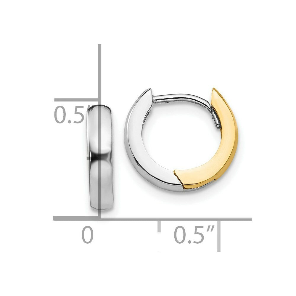 14K Two-tone Gold 2.5mm Small Hoop Earrings  3mm width