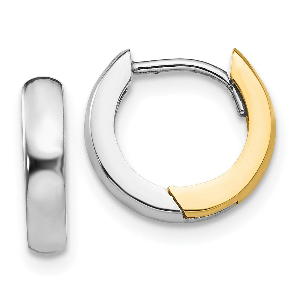 14K Two-tone Gold 2.5mm Small Hoop Earrings  3mm width