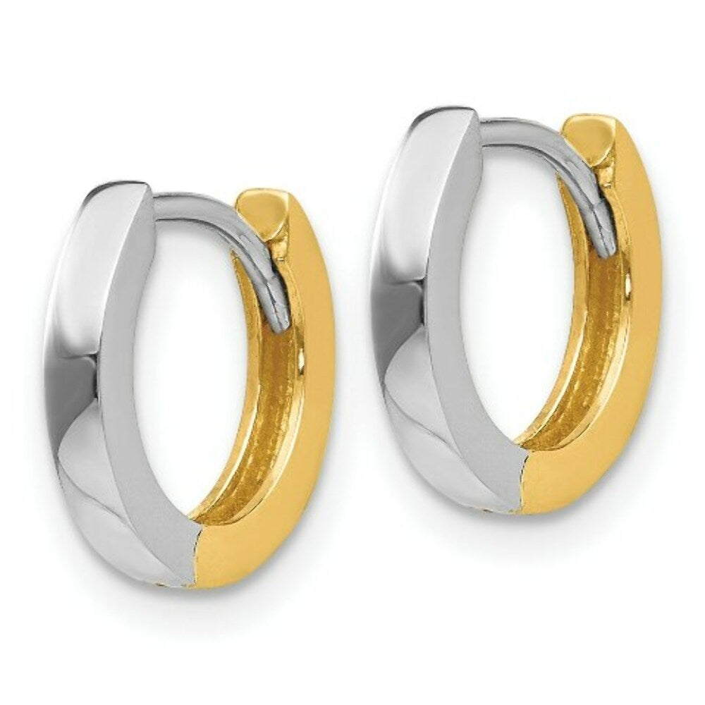 14K Two-tone Gold 2mm Hinged Hoop Earrings  2mm width