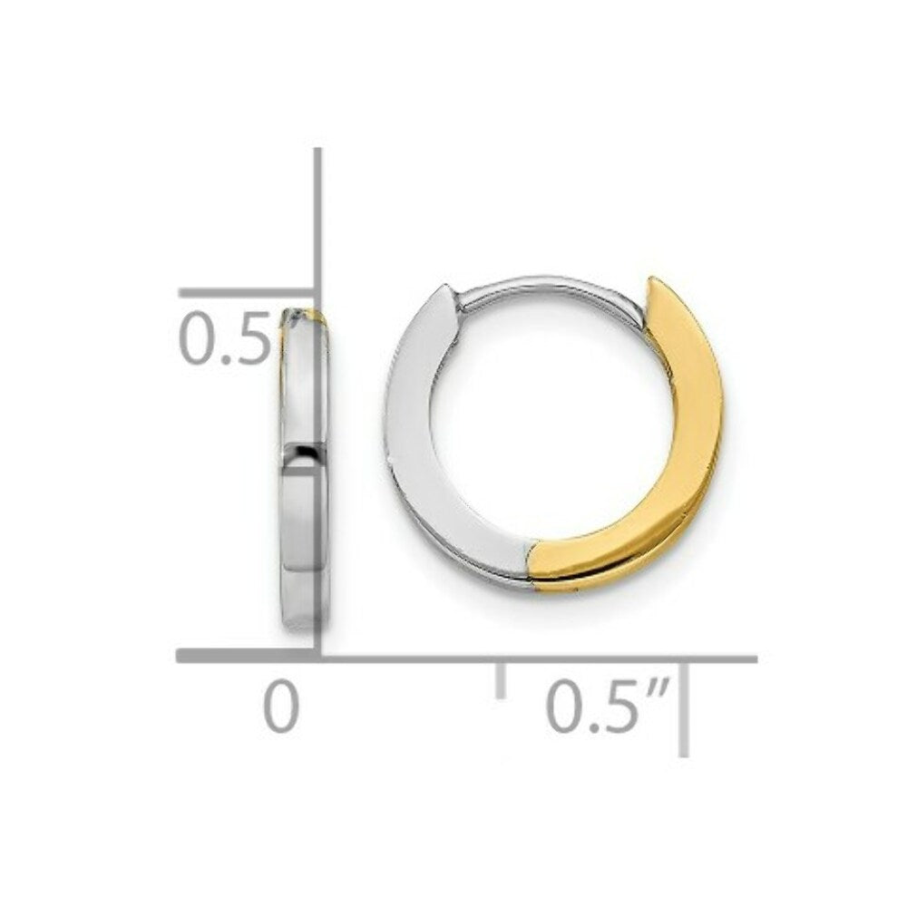 14K Two-tone Gold 2mm Hinged Hoop Earrings  2mm width