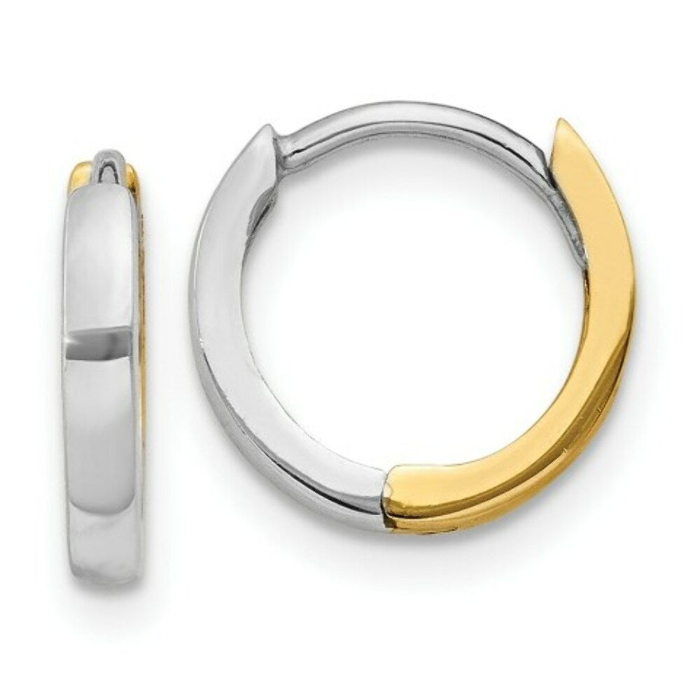 14K Two-tone Gold 1.75mm Hinged Hoop Earrings  2mm width