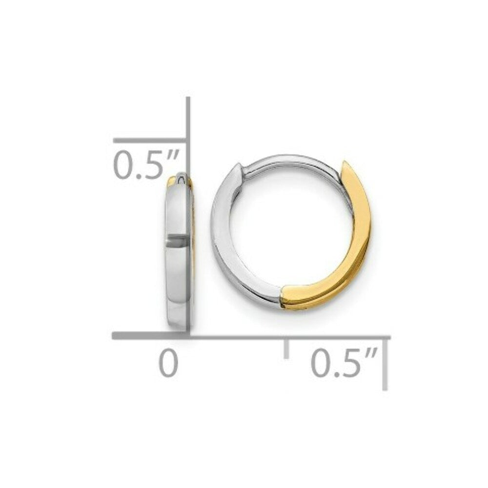 14K Two-tone Gold 1.75mm Hinged Hoop Earrings  2mm width