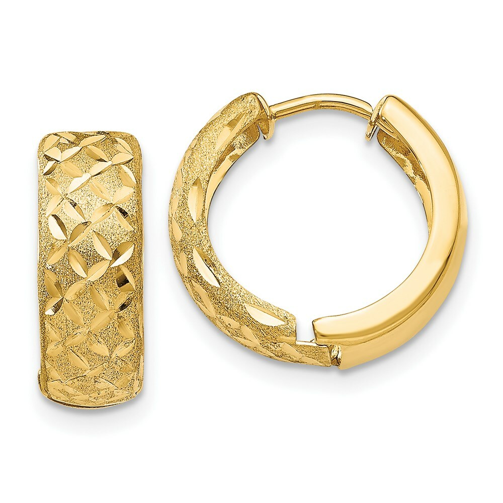 14K Yellow Gold 5mm Hinged Hoop Earrings  6mm width