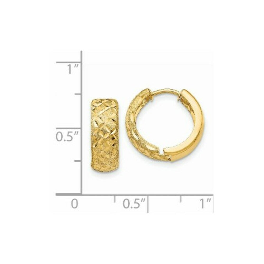 14K Yellow Gold 5mm Hinged Hoop Earrings  6mm width