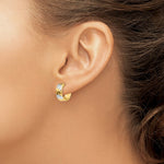 Load image into Gallery viewer, 14K Yellow Gold 5mm Diamond-cut Rhodium Hoop Earrings 5.5mm width
