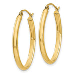 Load image into Gallery viewer, 14K Yellow Gold 3mm Oval Hoop Earrings  3mm width
