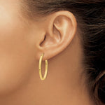 Load image into Gallery viewer, 14K Yellow Gold 2mm Oval Hoop Earrings  2mm width
