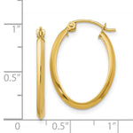 Load image into Gallery viewer, 14K Yellow Gold 2mm Oval Hoop Earrings  2mm width
