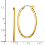 Load image into Gallery viewer, 14K Yellow Gold 2mm Oval Hoop Earrings  2mm width
