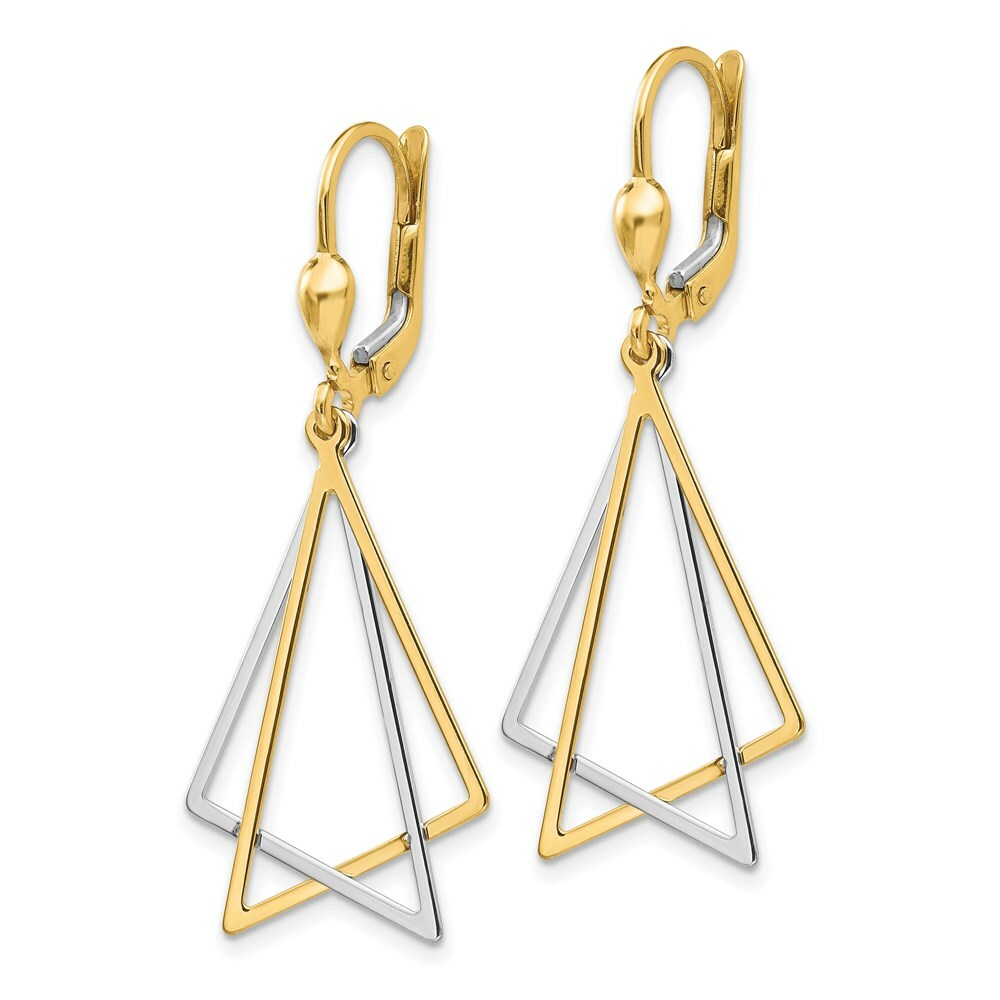 14K Two-tone Gold Leverback Drop Earrings