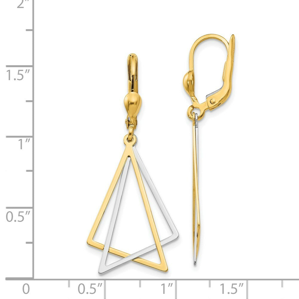 14K Two-tone Gold Leverback Drop Earrings