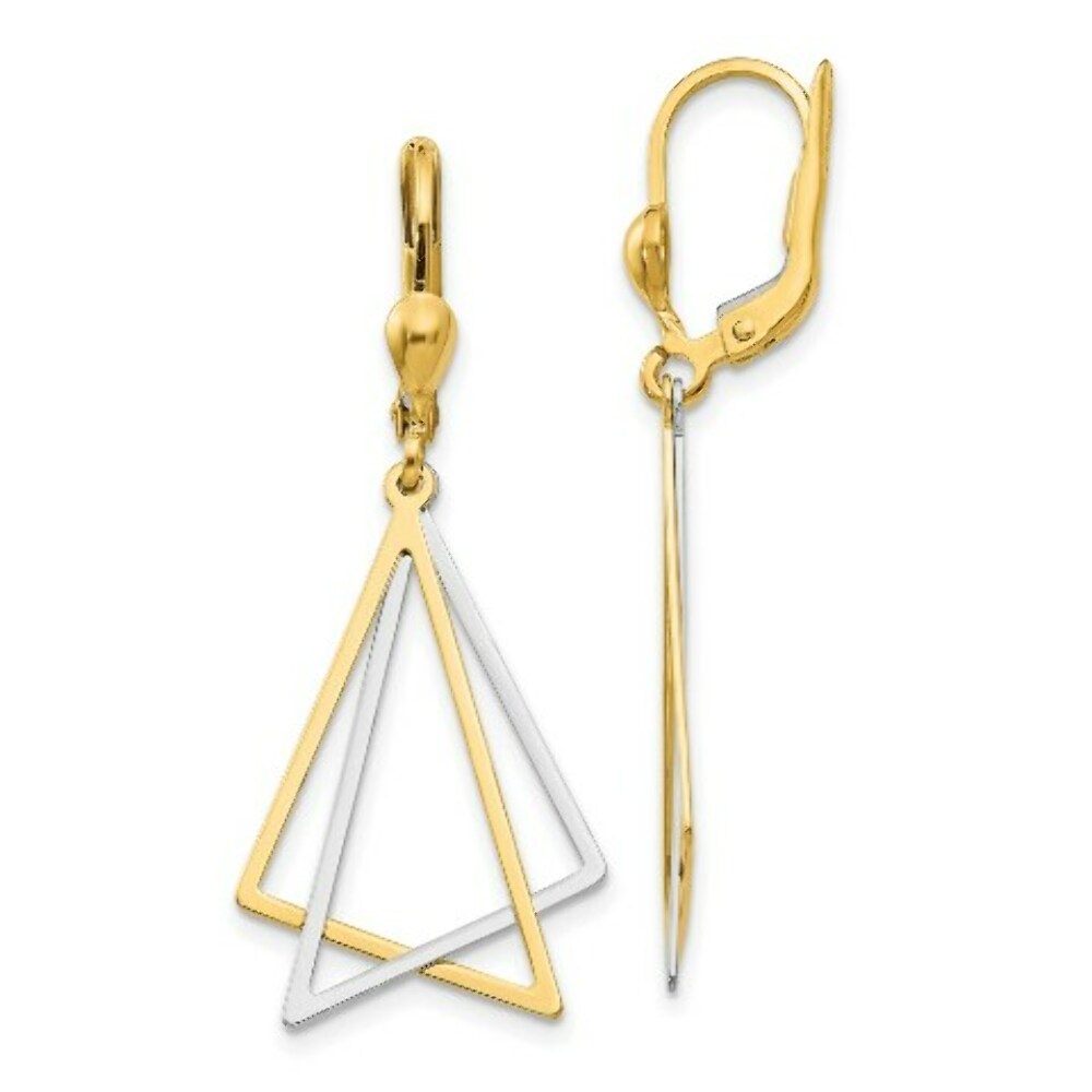14K Two-tone Gold Leverback Drop Earrings