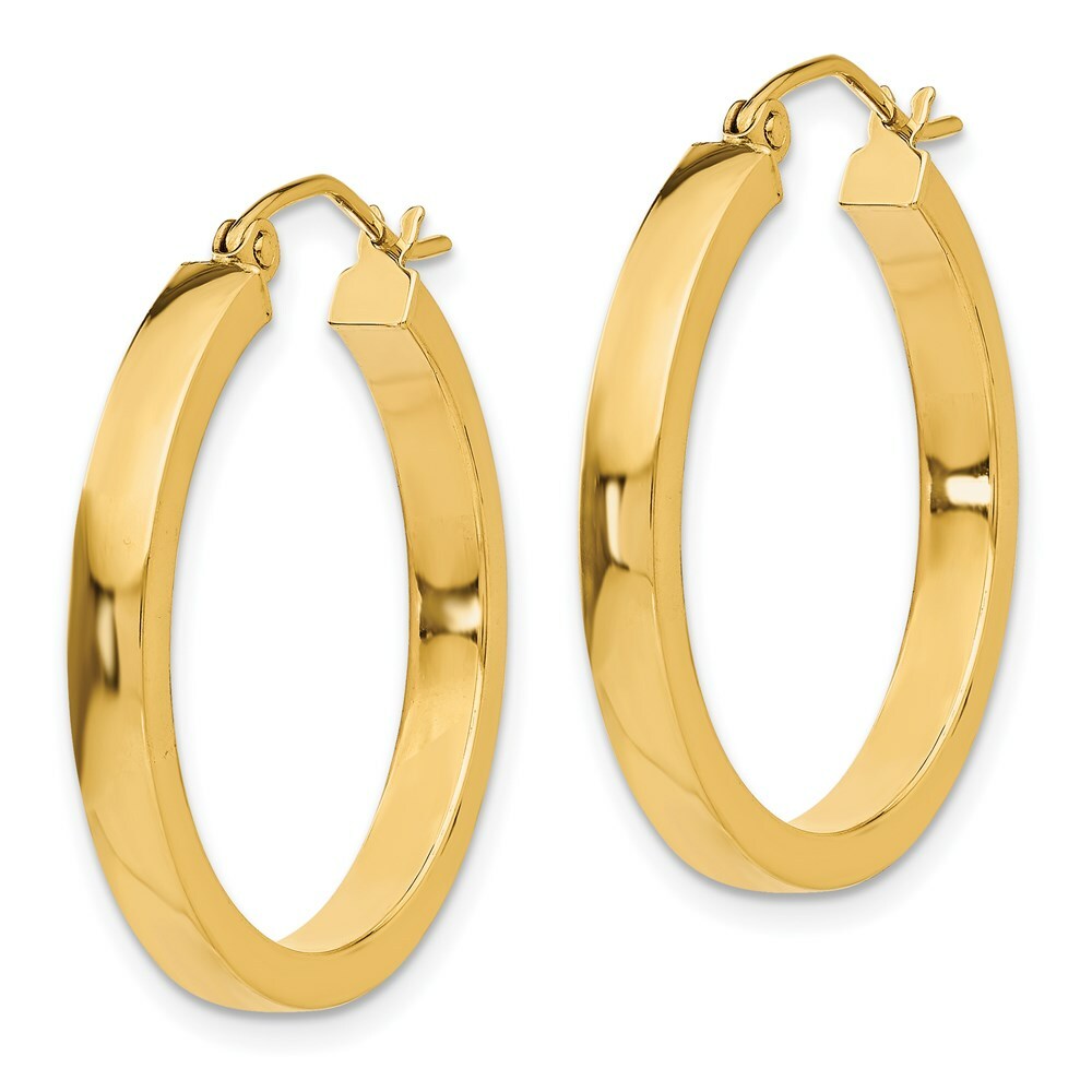 14K Yellow Gold 2x3mm Square Tube Hoops  3mm width