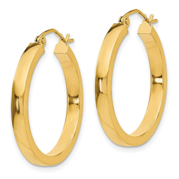14K Yellow Gold 2x3mm Square Tube Hoops  3mm width