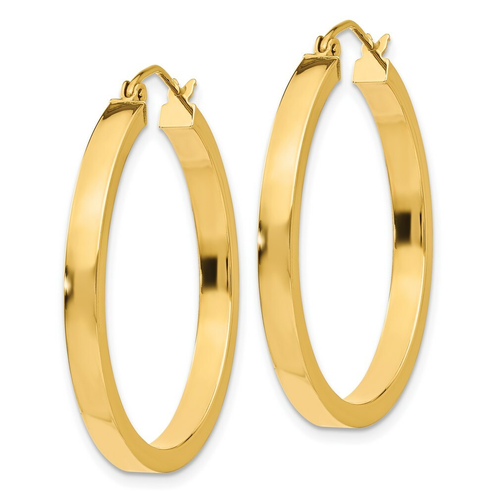 14K Yellow Gold 2x3mm Square Tube Hoops  3mm width
