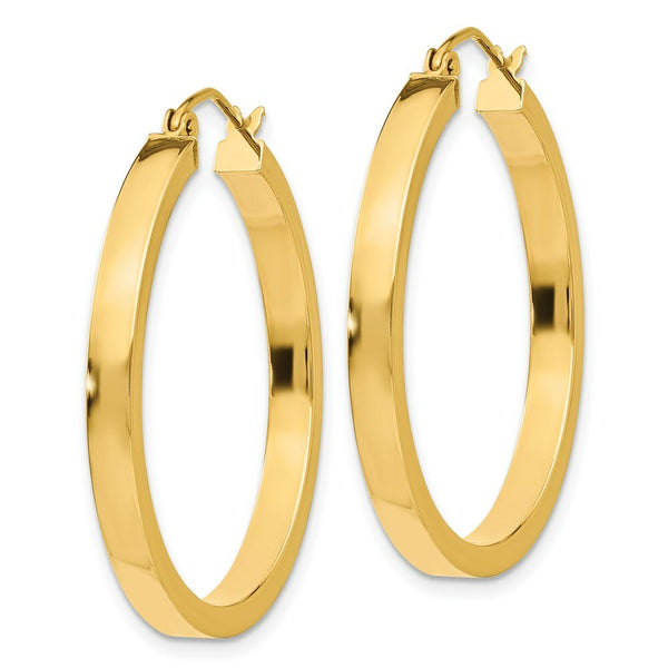 14K Yellow Gold 2x3mm Square Tube Hoops  3mm width