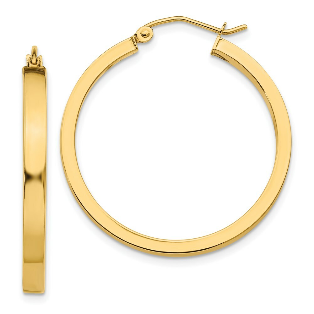14K Yellow Gold 2x3mm Square Tube Hoops  3mm width