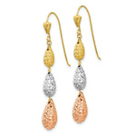 Load image into Gallery viewer, 14K Tri-Color Gold Puff Teardrop Dangle Earrings
