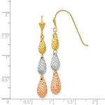 Load image into Gallery viewer, 14K Tri-Color Gold Puff Teardrop Dangle Earrings
