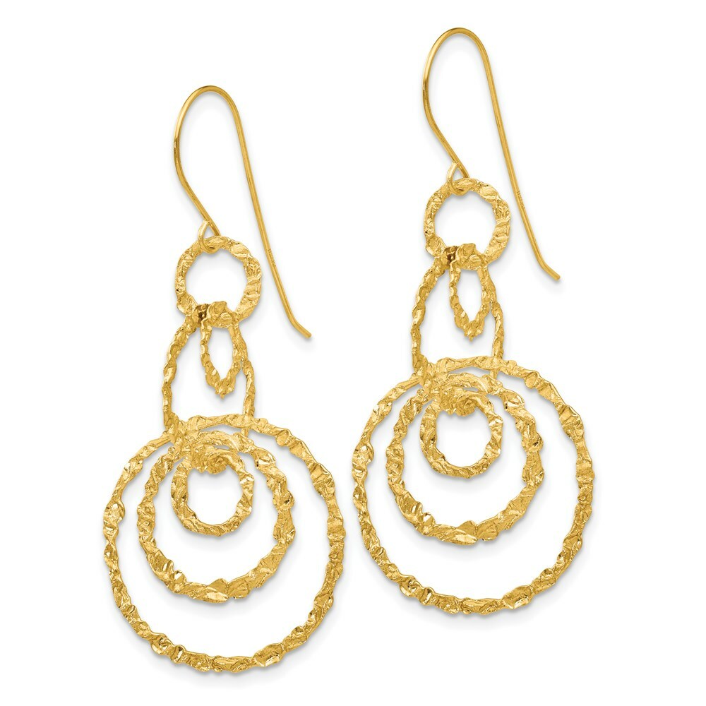 14K Yellow Gold Dangle Circles Earrings