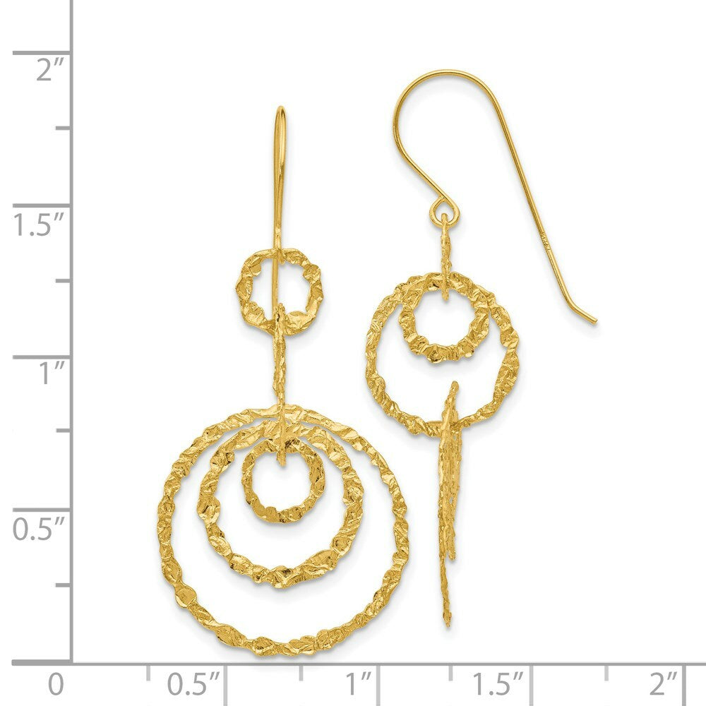 14K Yellow Gold Dangle Circles Earrings
