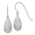 Load image into Gallery viewer, 14K White Gold Puff Teardrop Earrings
