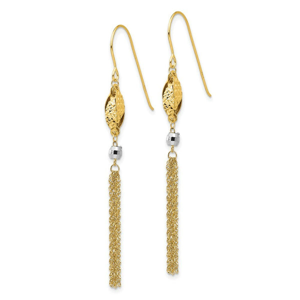 14K Two-tone Gold Bead & Chain Dangle Earrings