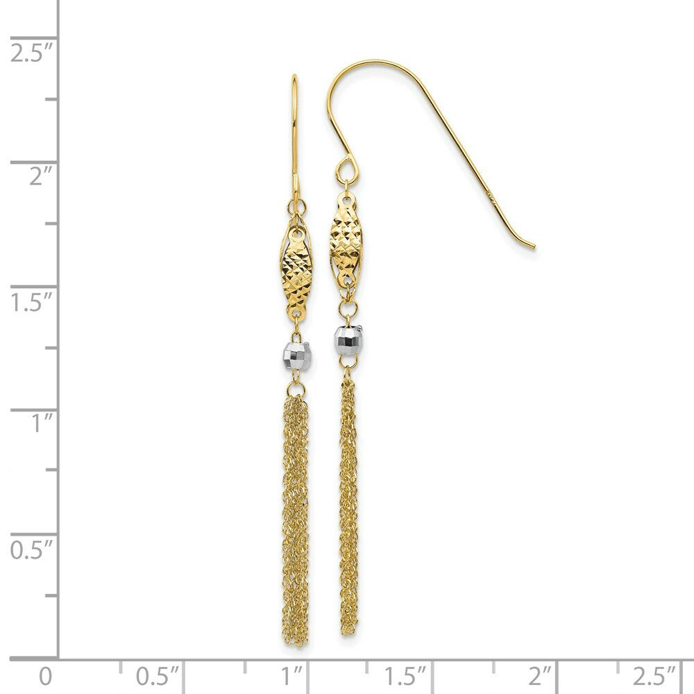 14K Two-tone Gold Bead & Chain Dangle Earrings