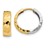 Load image into Gallery viewer, 14K Two-tone Gold Textured Hinged Hoop Earrings  15mm width
