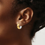 Load image into Gallery viewer, 14K Two-tone Gold Textured Hoop Earrings  14mm width
