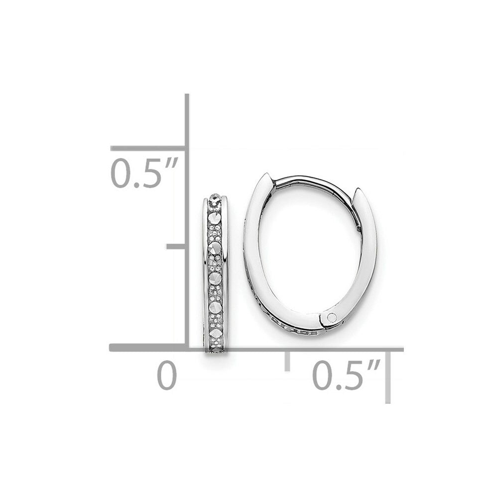 14K White Gold Diamond-cut Hinged Hoop Earrings 10mm width