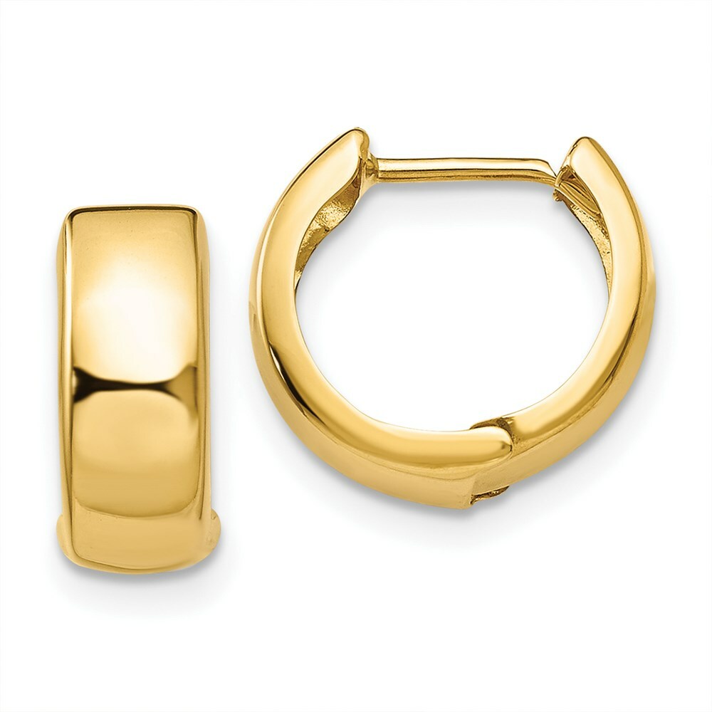 14K Yellow Gold Hinged Hoop Earrings  12mm width