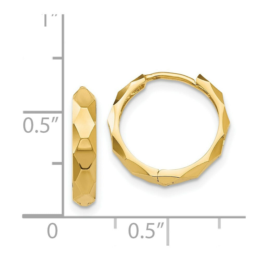 14K Yellow Gold Diamond-cut Hoop Earrings  14mm width
