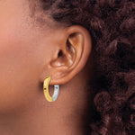 Load image into Gallery viewer, 14K Two-tone Gold Polished Hollow Hinged Hoop Earrings  21mm width
