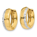 Load image into Gallery viewer, 14K Two-tone Gold Textured Hinged Hoop Earrings  16mm width
