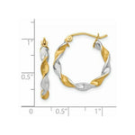 Load image into Gallery viewer, 14K White Gold &amp; Rhodium 2mm Twisted Hoop Earrings  21mm width
