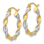 Load image into Gallery viewer, 14K White Gold &amp; Rhodium 2mm Twisted Hoop Earrings  21mm width
