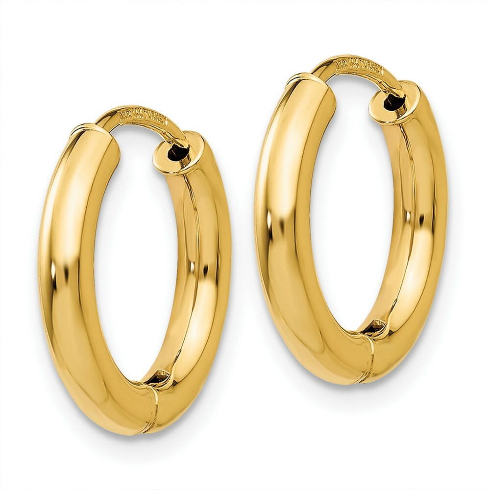 14K Yellow Gold Polished Hollow Hoop Earrings  15mm width