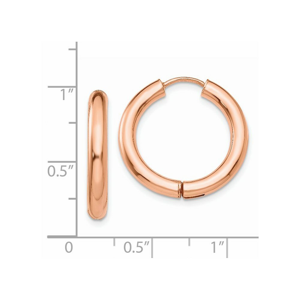 14K Rose Gold Hinged Hoop Earrings  21mm width