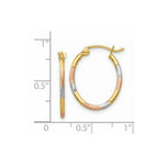 Load image into Gallery viewer, 14K Yellow Gold &amp; White and Rose Rhodium Diamond Cut Hoop Earrings 16mm width
