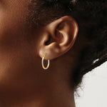 Load image into Gallery viewer, 14K Yellow Gold &amp; White and Rose Rhodium 1.5mm Diamond Cut Hoop Earrings 14mm width
