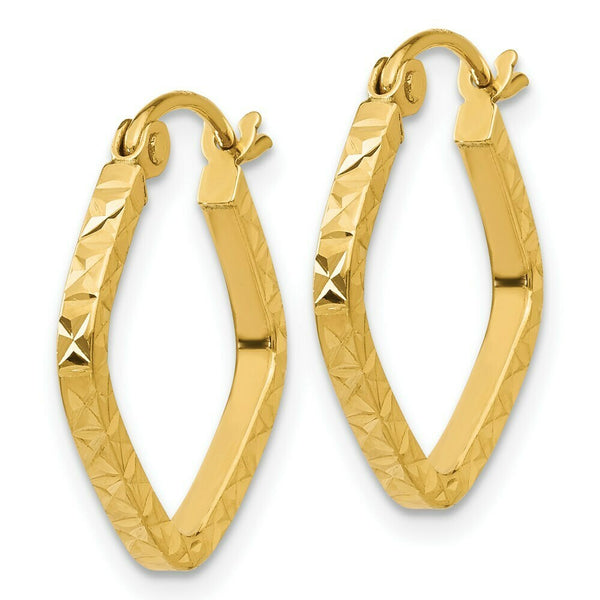 14K Yellow Gold Diamond Cut Squared Hoop Earrings  17mm width