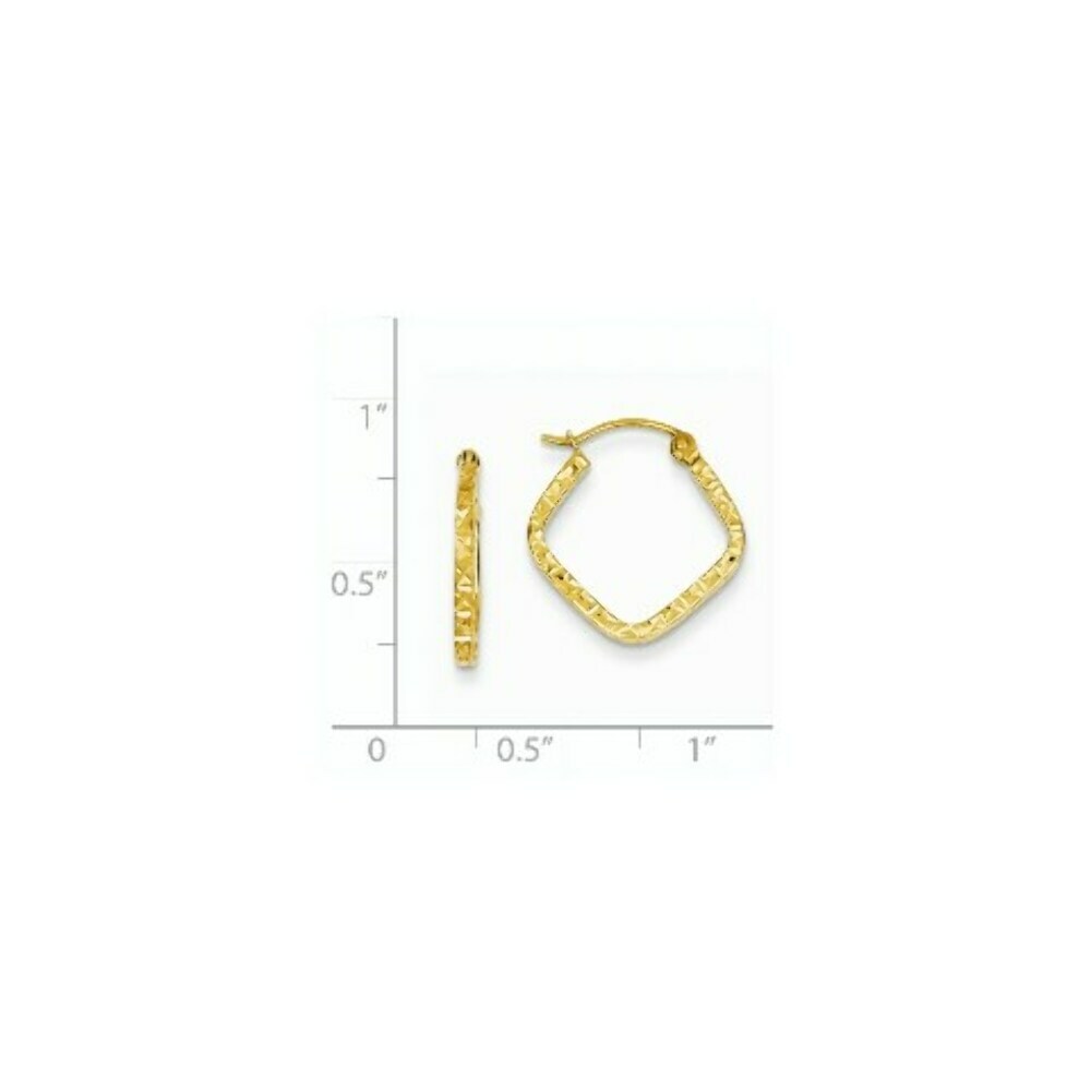 14K Yellow Gold Diamond Cut Squared Hoop Earrings  17mm width