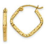 Load image into Gallery viewer, 14K Yellow Gold Diamond Cut Squared Hoop Earrings  17mm width
