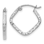 Load image into Gallery viewer, 14K White Gold Diamond Cut Squared Hoop Earrings 17mm width
