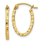 Load image into Gallery viewer, 14K Yellow Gold Diamond Cut Oval Hollow Hoop Earrings  13mm width
