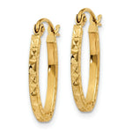 Load image into Gallery viewer, 14K Yellow Gold Diamond Cut Oval Hollow Hoop Earrings  13mm width
