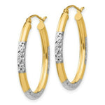 Load image into Gallery viewer, 14K Yellow Gold &amp; Rhodium 3mm Diamond Cut Oval Hollow Hoop Earrings 24mm width
