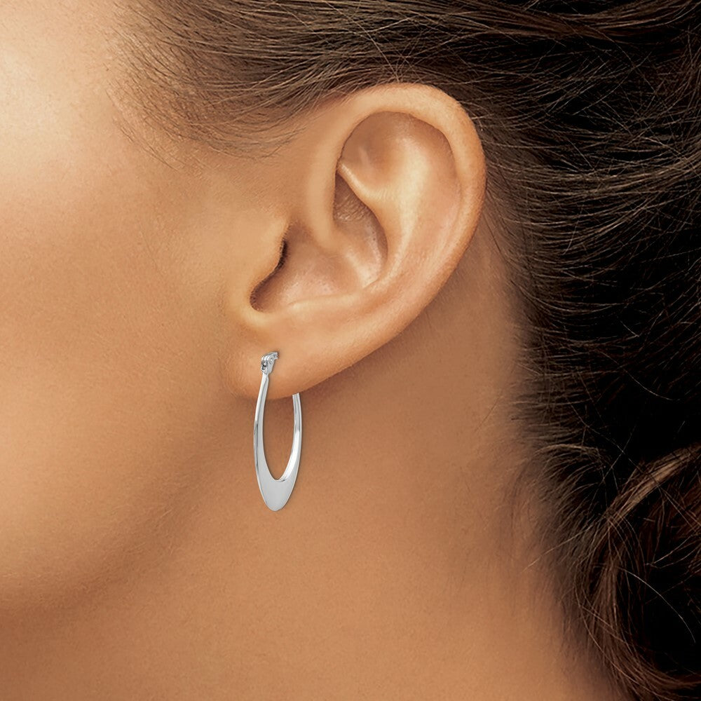 14K White Gold Polished Hoop Earrings  15mm width